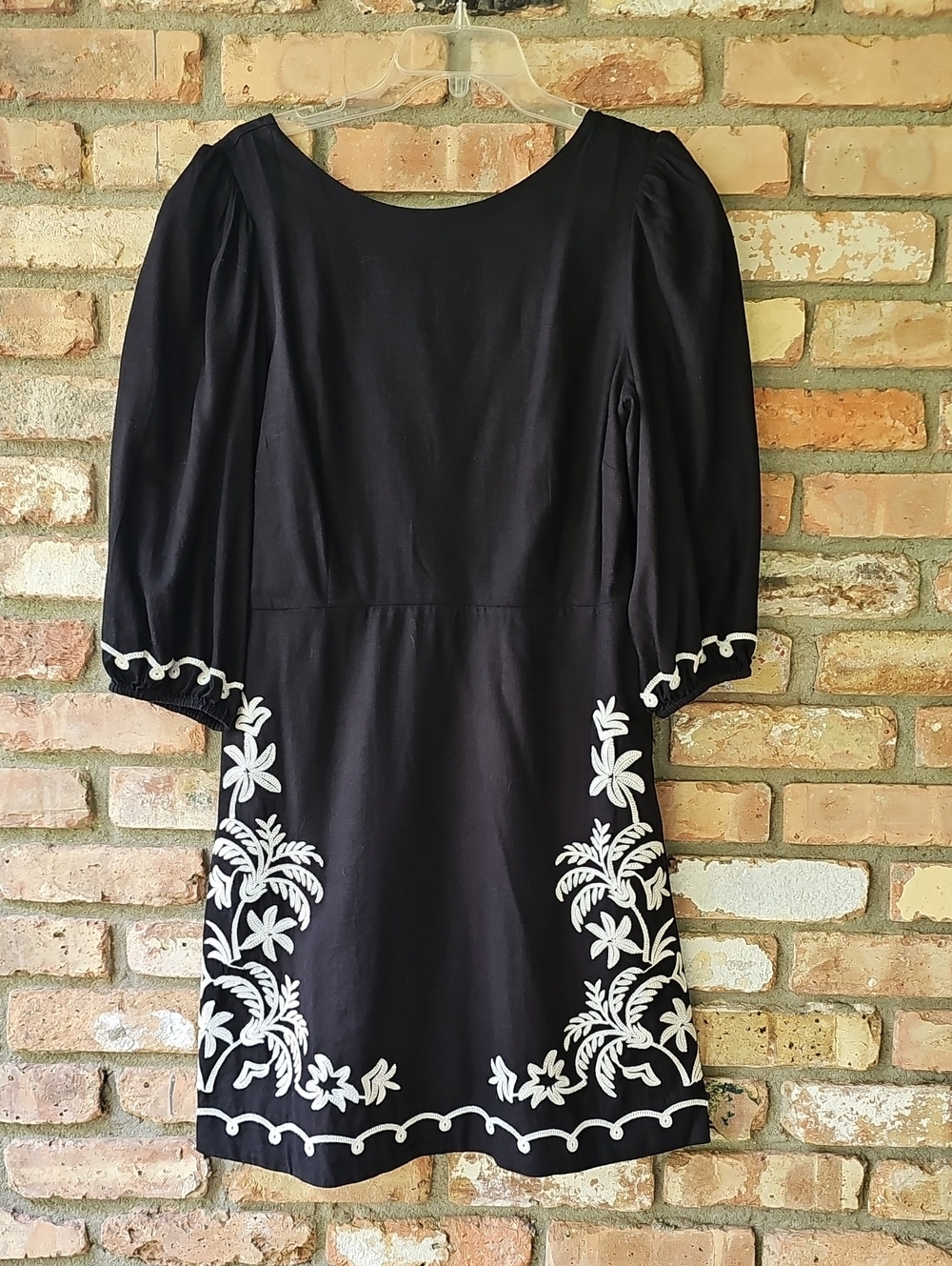 Ann Taylor Embroidered Linen Blend Black And White Mini Dress